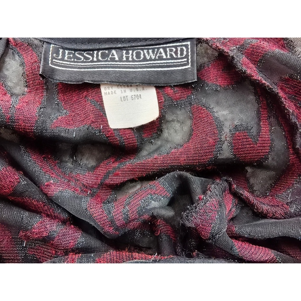 Jessica Howard Velvet Burnout Dress 6 Black Floral Elegant Whimsigoth Party - Picture 6 of 9